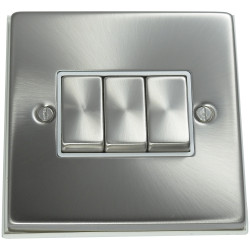 3 Gang 2 Way 10 Amp Light Switch Satin Chrome
