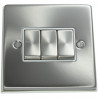3 Gang 2 Way 10 Amp Light Switch Satin Chrome