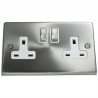 2 Gang 13 Amp DP Plug Socket Satin Chrome
