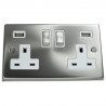 USB 2 Gang 13 Amp DP Plug Socket Satin Chrome