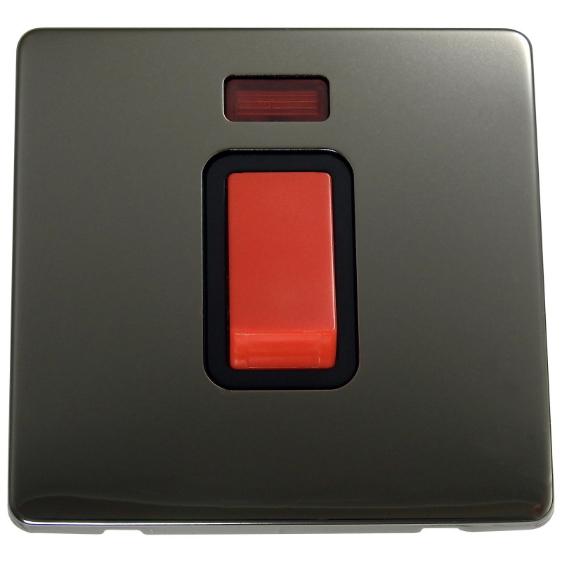 45 Amp Screwless Cooker Switch Black Nickel with Neon