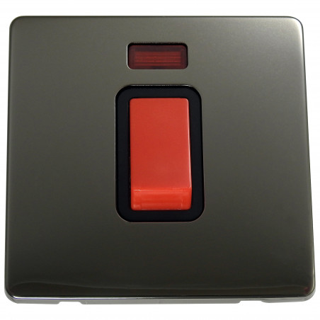 45 Amp Screwless Cooker Switch Black Nickel with Neon