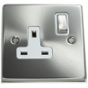 1 Gang 13 Amp DP Plug Socket Satin Chrome