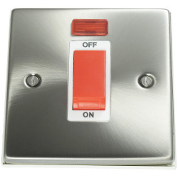 45A Cooker Switch Satin Chrome with Neon