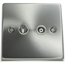 Isolated Satellite Coaxial Socket Satin Chrome