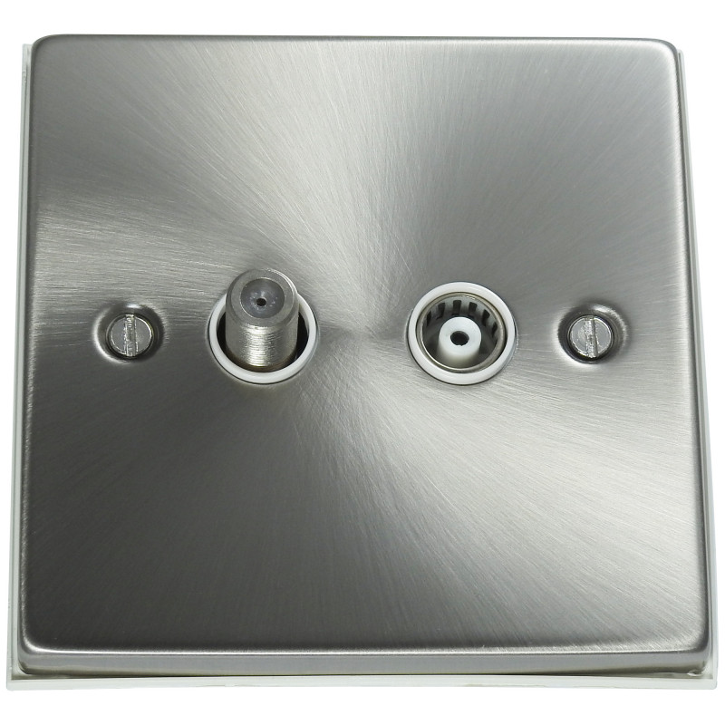 Isolated Satellite Coaxial Socket Satin Chrome