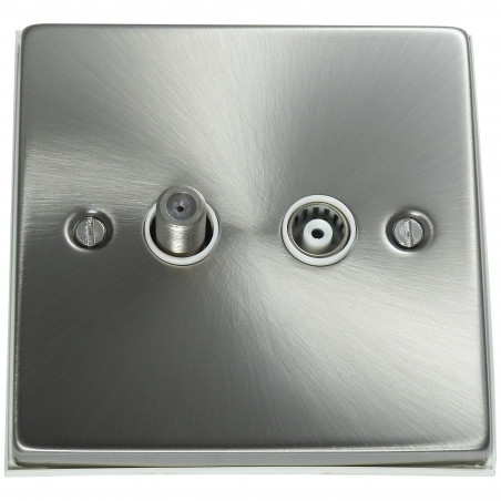 Isolated Satellite Coaxial Socket Satin Chrome