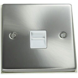 1 Gang Telephone Master Socket Satin Chrome