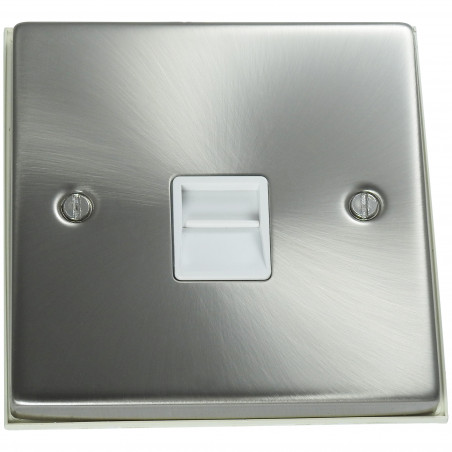 1 Gang Telephone Master Socket Satin Chrome