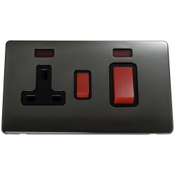 45 Amp Screwless Cooker Switch 13 Amp Switched Socket Black Nickel