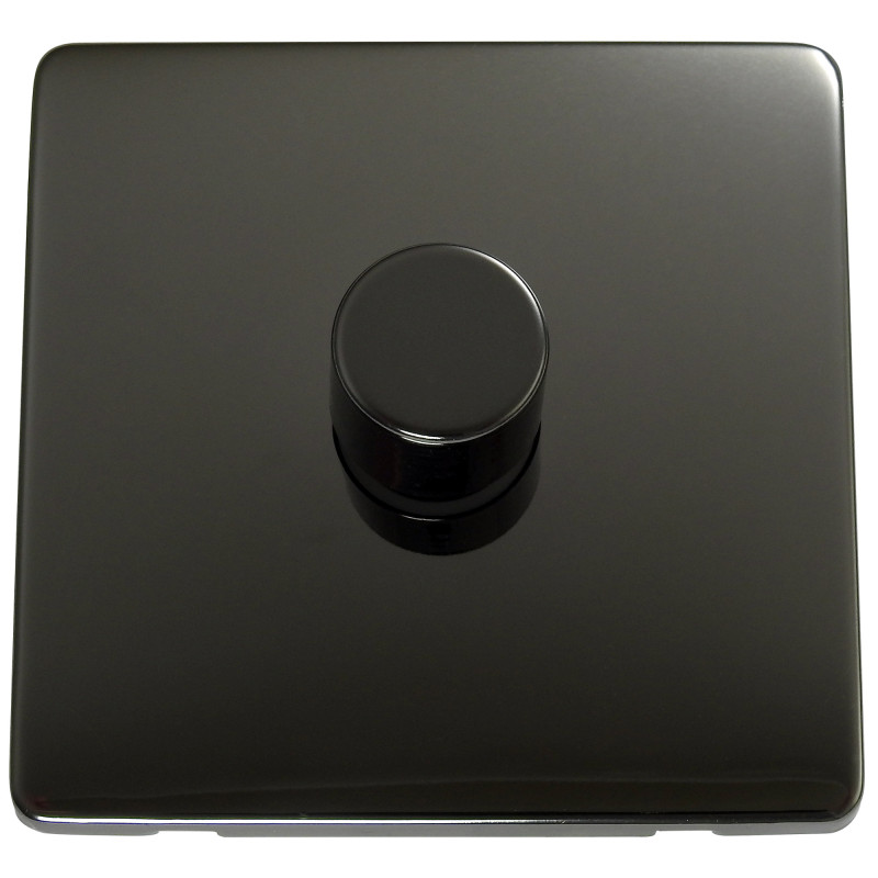 1 Gang 2 Way 250 Watt Screwless Dimmer Switch Black Nickel