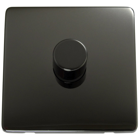 1 Gang 2 Way 250 Watt Screwless Dimmer Switch Black Nickel