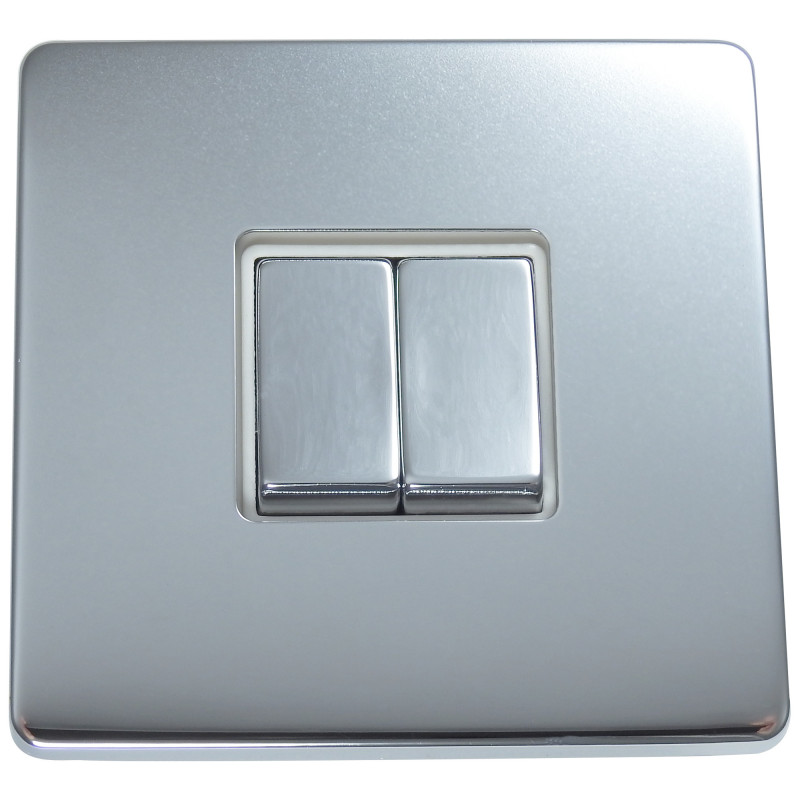 2 Gang 2 Way 10 Amp Light Switch Polished Chrome Screwless