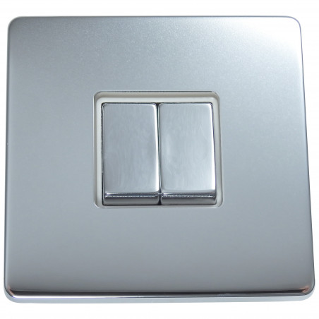 2 Gang 2 Way 10 Amp Light Switch Polished Chrome Screwless
