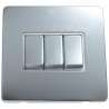 3 Gang 2 Way 10 Amp Light Switch Polished Chrome Screwless