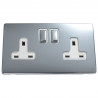 2 Gang 13 Amp DP Plug Socket Polished Chrome Screwless