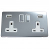 USB 2 Gang 13 Amp DP Plug Socket Polished Chrome Screwless