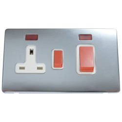 45A Cooker Switch 13A Switched Socket Polished Chrome Screwless