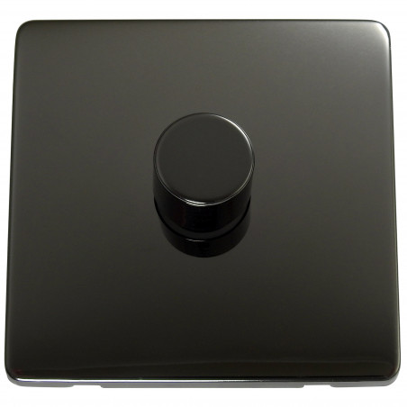 1 Gang 2 Way 250 Watt Screwless Dimmer Switch Black Nickel