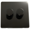2 Gang 2 Way 400 Watt Screwless Dimmer Switch Black Nickel