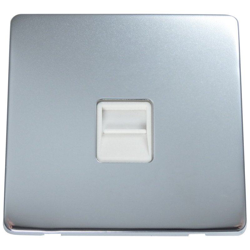 1 Gang Telephone Master Socket Polished Chrome Screwless