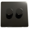 2 Gang 2 Way 400 Watt Screwless Dimmer Switch Black Nickel