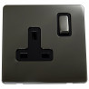 1 Gang DP 13 Amp Screwless Plug Socket Black Nickel