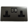 2 Gang DP 13 Amp Screwless Plug Socket Black Nickel