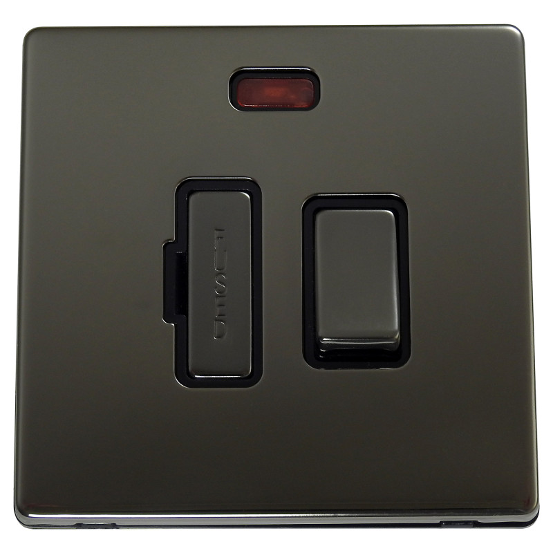 13A Fused Spur Screwless Switch Black Nickel