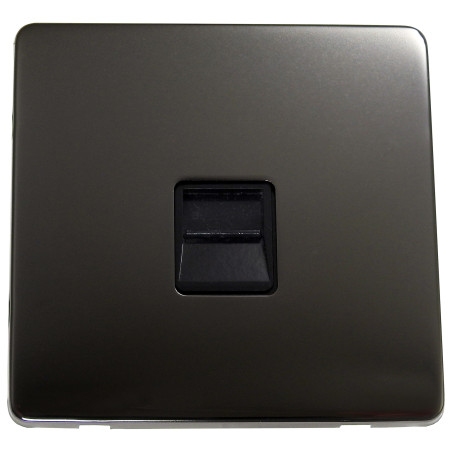 1 Gang Telephone Socket Secondary Slave Black Nickel Screwless