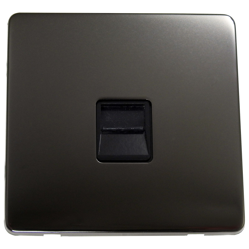 1 Gang Telephone Master Socket Black Nickel Screwless