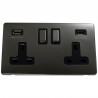 USB 2 Gang 13 Amp DP Plug Socket Black Nickel Screwless