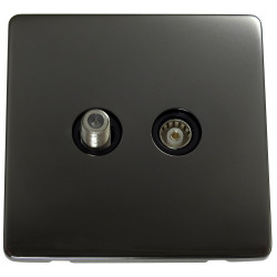 Isolated Satellite Coaxial Screwless Socket Black Nickel