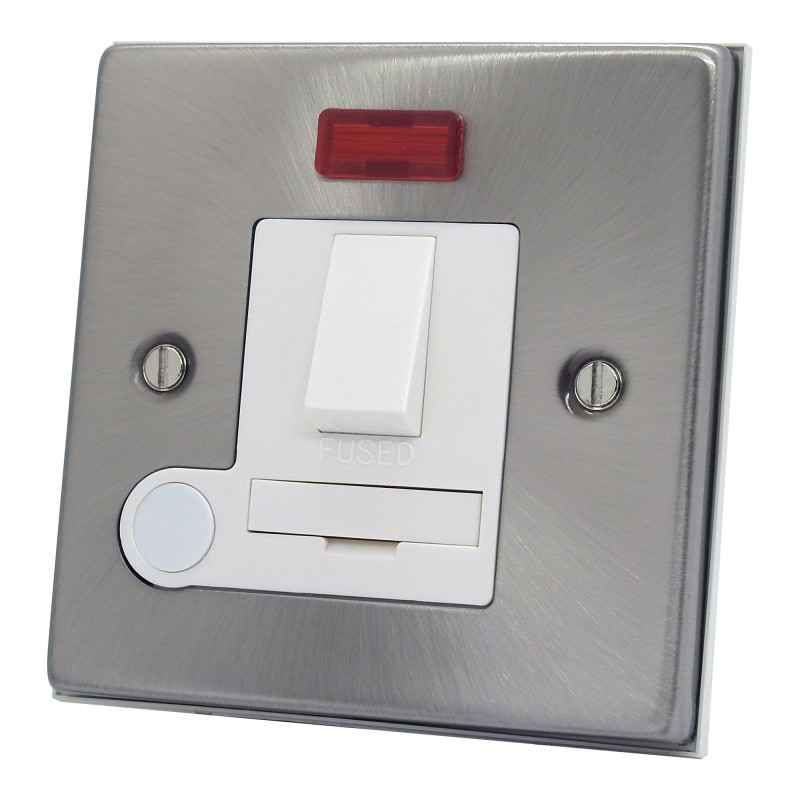 13A Fused Spur Switch with LED Satin Chrome