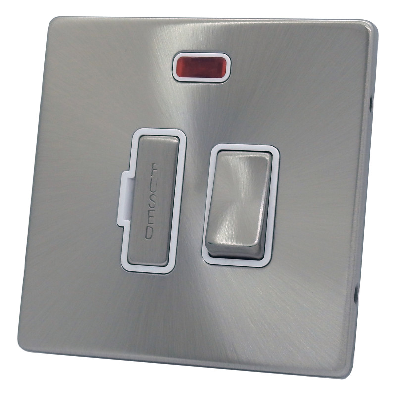 13A Fused Spur Switch with LED  Satin Chrome Screwless