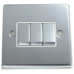 3 Gang 2 Way 10 Amp Light Switch Polished Chrome