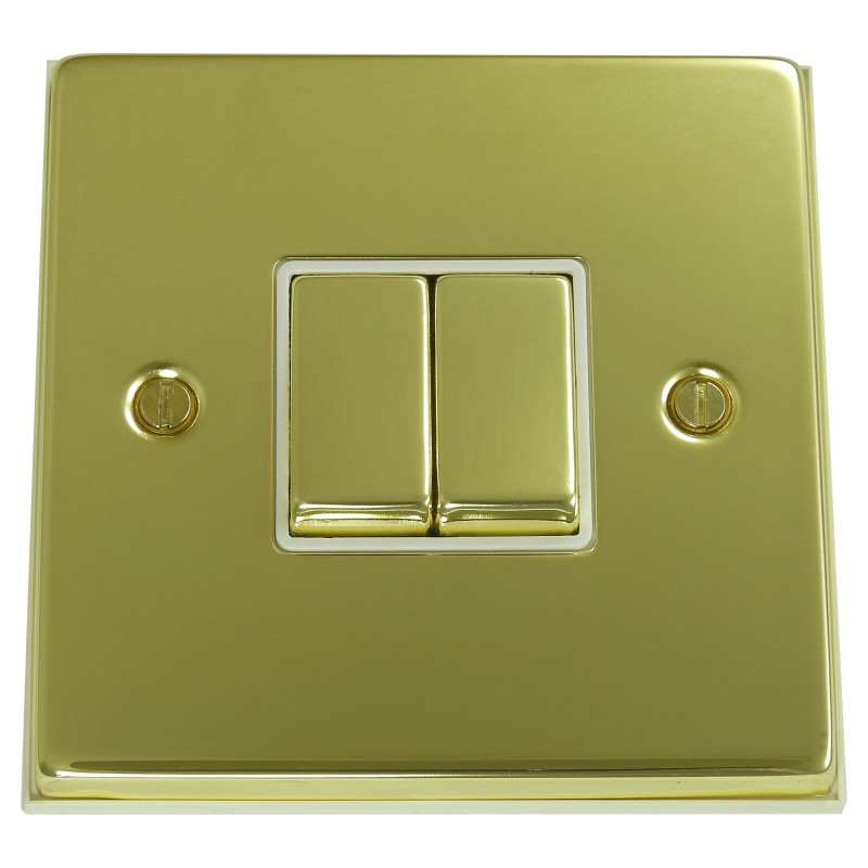 2 Gang 2 Way 10 Amp Light Switch Polished Brass
