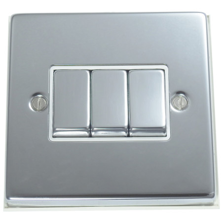 3 Gang 2 Way 10 Amp Light Switch Polished Chrome