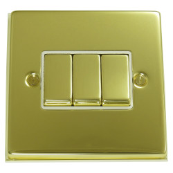 3 Gang 2 Way 10 Amp Light Switch Polished Brass