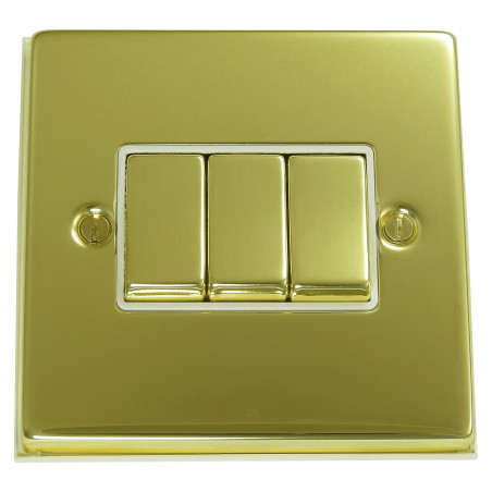 3 Gang 2 Way 10 Amp Light Switch Polished Brass