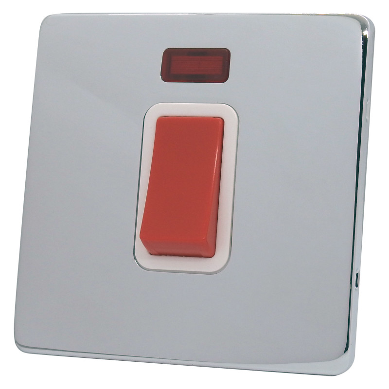 45A Cooker Switch Polished Chrome Screwless