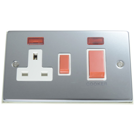45A Cooker Switch 13A Switched Socket Polished Chrome