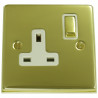 1 Gang 13 Amp DP Plug Socket Polished Brass
