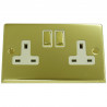 2 Gang 13 Amp DP Plug Socket Polished Brass