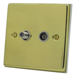 Isolated Satellite Coaxial Socket Polished Brass