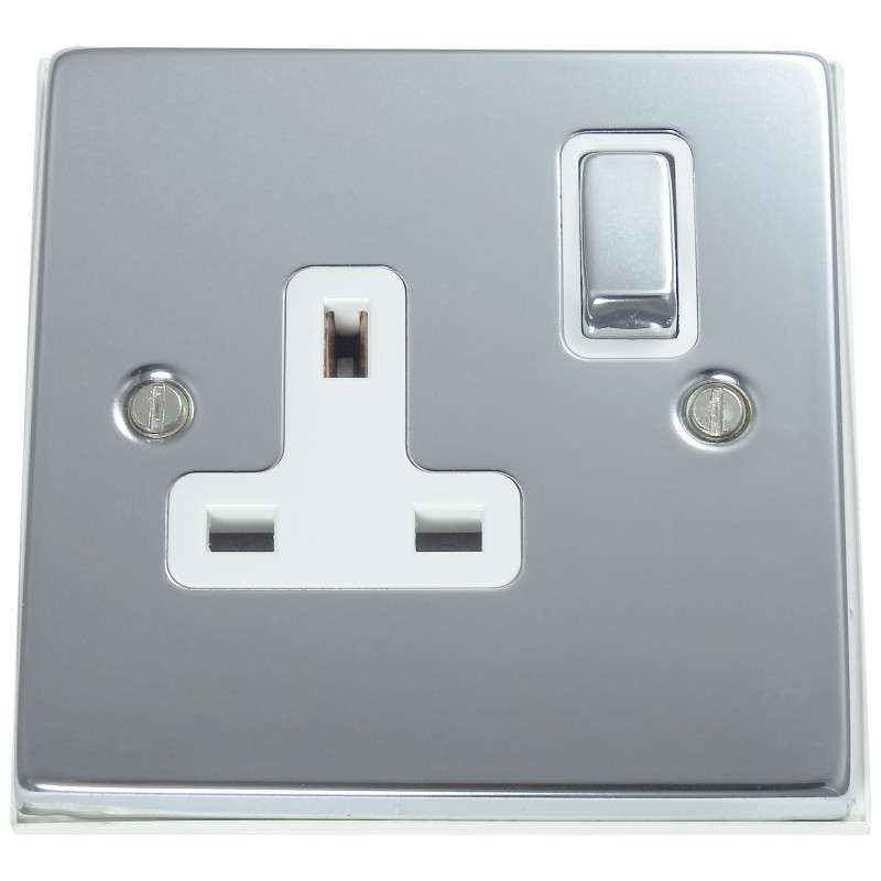 1 Gang 13 Amp DP Plug Socket Polished Chrome