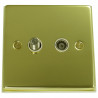 Isolated Satellite Coaxial Socket Polished Brass