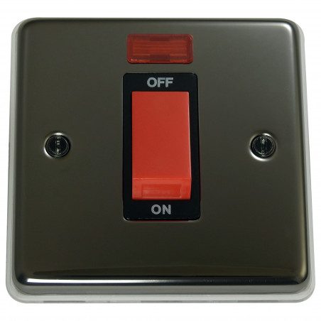 45A Cooker Switch Black Nickel with Neon