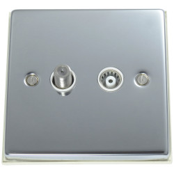 Isolated Satellite Coaxial Socket Polished Chrome