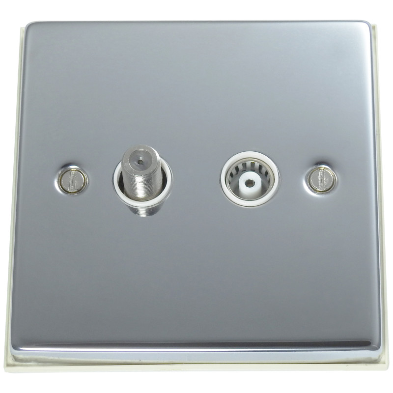 Isolated Satellite Coaxial Socket Polished Chrome